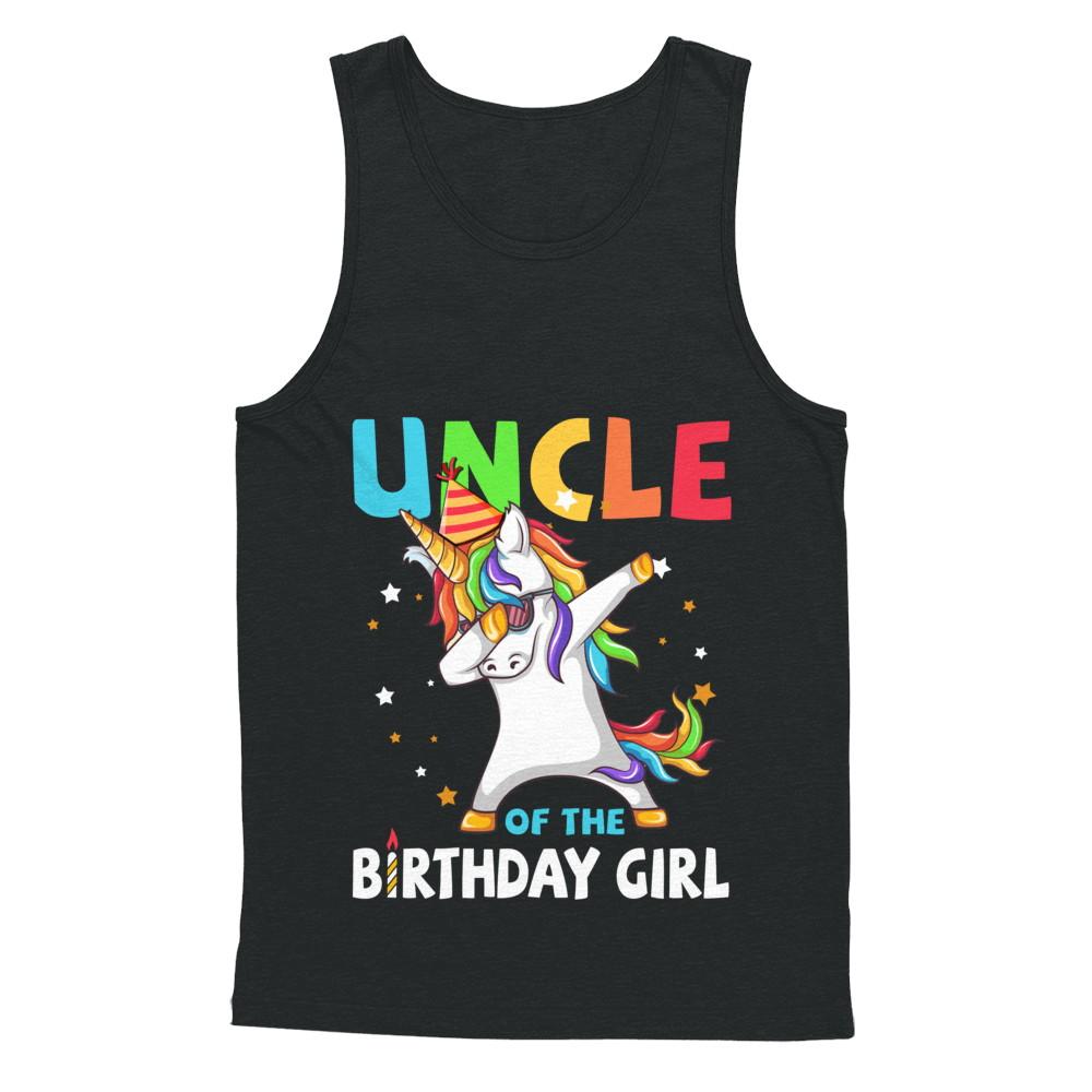 UNCLE Of The Birthday Girl Dabbing Unicorn Party-T-Shirt & Hoodie-Unisex Tank-Black