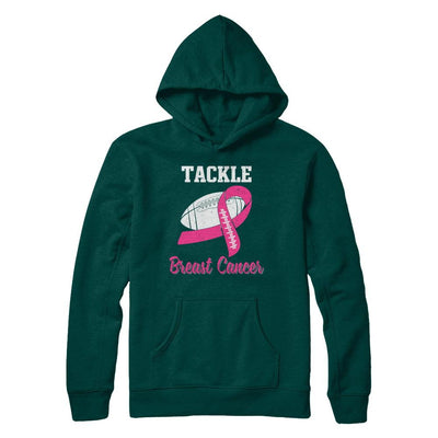 Football Survivor Tackle Pink Breast Cancer Awareness-T-Shirt & Hoodie-Pullover Hoodie-Deep Forest