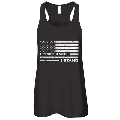 I Don't Kneel I Stand Us Flag-T-Shirt & Tank Top-Women's Flowy Racerback Tank-Black
