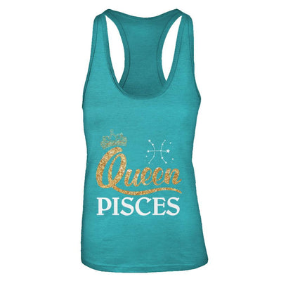 Queen Pisces Zodiac February March Birthday Gift-T-Shirt & Tank Top-Women's Ideal Racerback Tank-Tahiti Blue