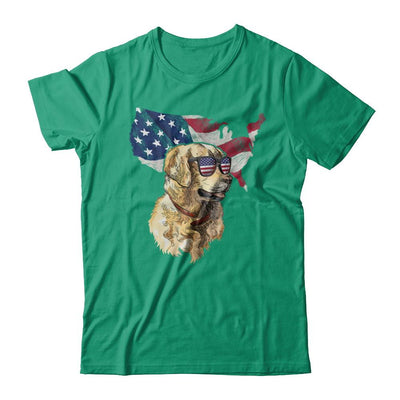Funny Patriot Golden Retriever Dog 4Th Of July American Flag-T-Shirt & Hoodie-Classic T-Shirt-Kelly Green