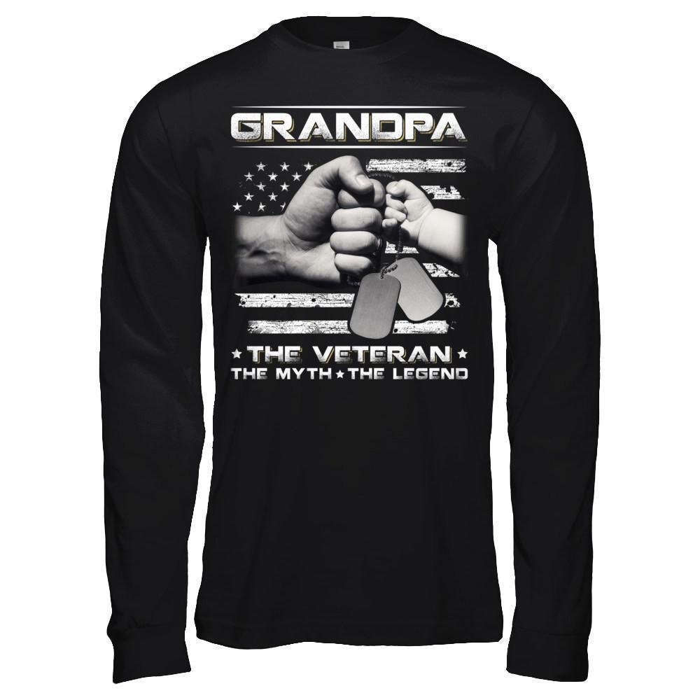 Grandpa The Veteran The Myth The Legend-T-Shirt & Hoodie-Long Sleeve T-Shirt-Black