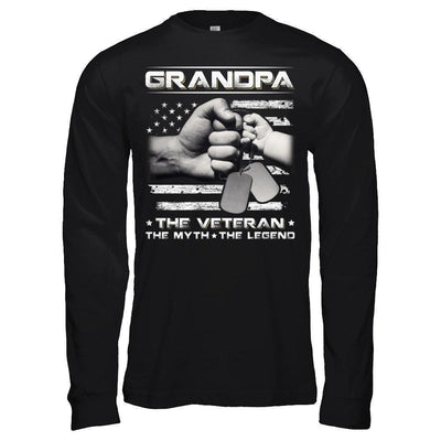 Grandpa The Veteran The Myth The Legend-T-Shirt & Hoodie-Long Sleeve T-Shirt-Black
