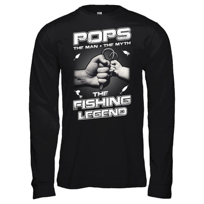 Pops The Man The Myth The Fishing Legend-T-Shirt & Hoodie-Long Sleeve T-Shirt-Black