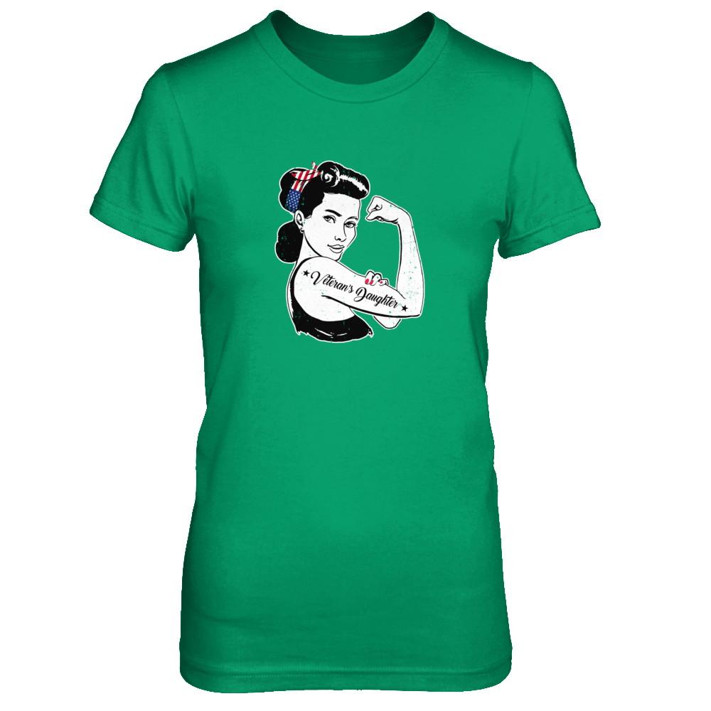 4Th Of July Veteran's Daughter From Dad Army-T-Shirt & Tank Top-Women's T-Shirt-Irish Green
