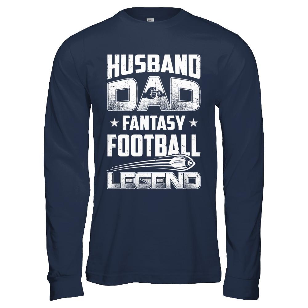 Husband Dad Fantasy Football Legend Fathers Day Gift-T-Shirt & Hoodie-Long Sleeve T-Shirt-Navy