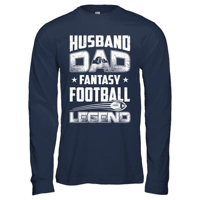 Husband Dad Fantasy Football Legend Fathers Day Gift-T-Shirt & Hoodie-Long Sleeve T-Shirt-Navy