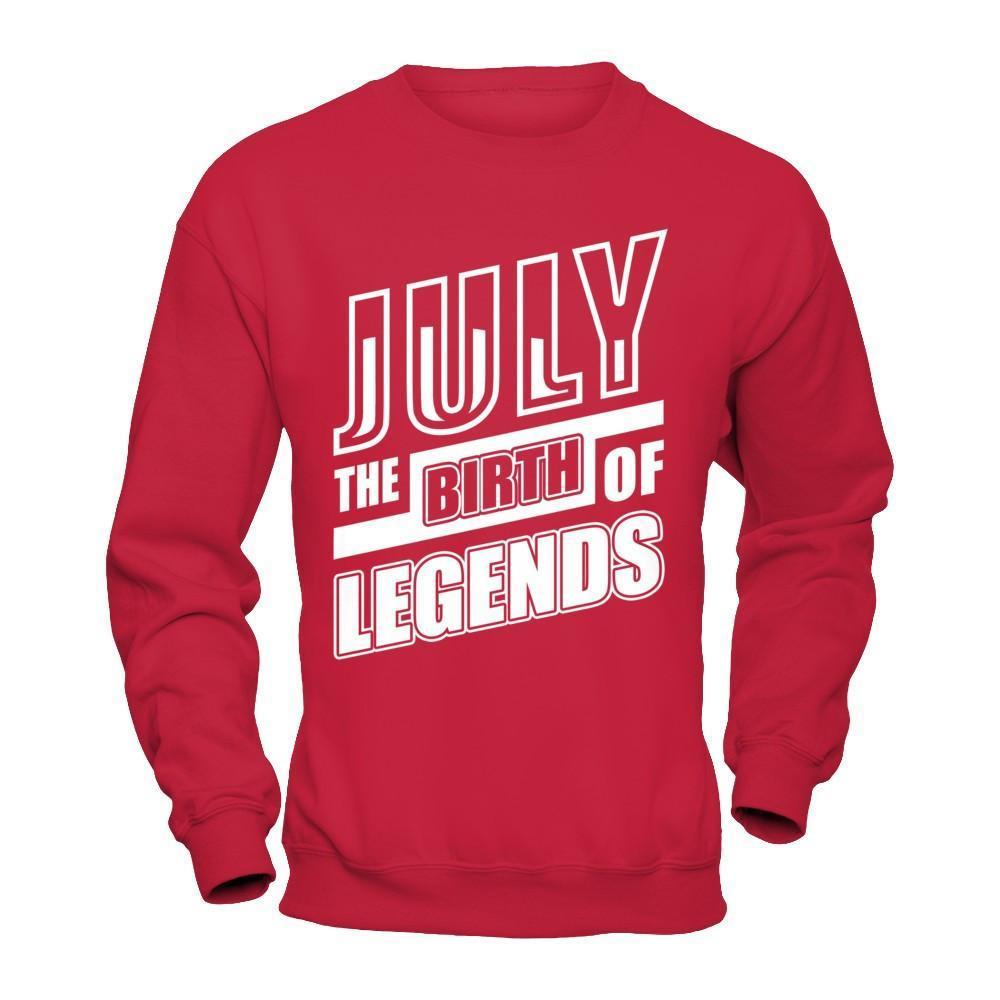 July The Birth Of Legends-T-Shirt & Hoodie-Crewneck Sweatshirt-Red
