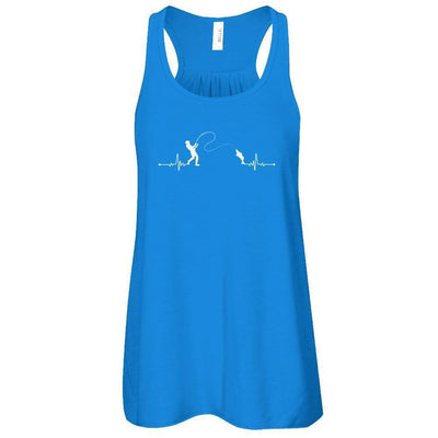 Fishing Heartbeat For Fisherman-T-Shirt & Tank Top-Women's Flowy Racerback Tank-True Royal