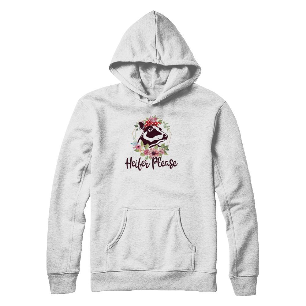 Funny Farmer Women Girl Cow Heifer Please-T-Shirt & Tank Top-Pullover Hoodie-Heather Grey