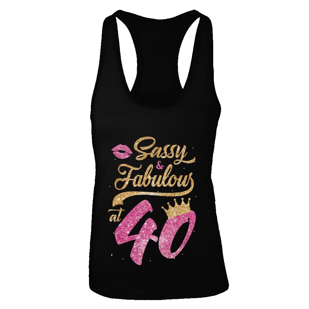 Sassy And Fabulous At 40th 1981 Birthday Gift-T-Shirt & Tank Top-Women's Ideal Racerback Tank-Black