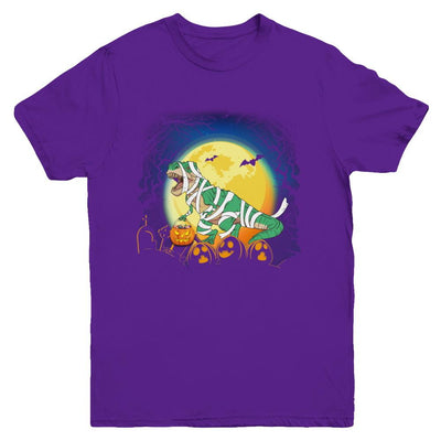 Halloween Pumpkin Dinosaur Gift For Kids Boys Girls Youth-Youth Shirt-Youth T-Shirt-Purple
