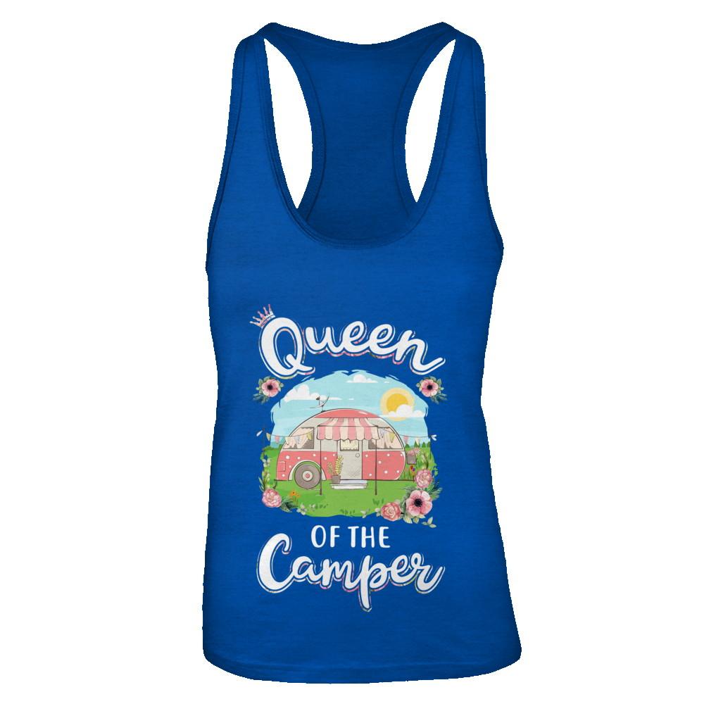 Queen Of The Camper Camping For Women Gift-T-Shirt & Tank Top-Women's Ideal Racerback Tank-Royal