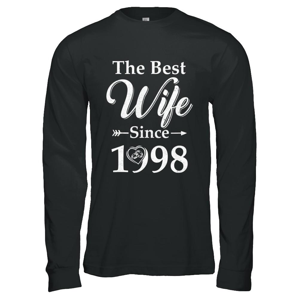 23th Married Together Anniversary Since 1998 Husband Wife-T-Shirt & Hoodie-Long Sleeve T-Shirt-Black