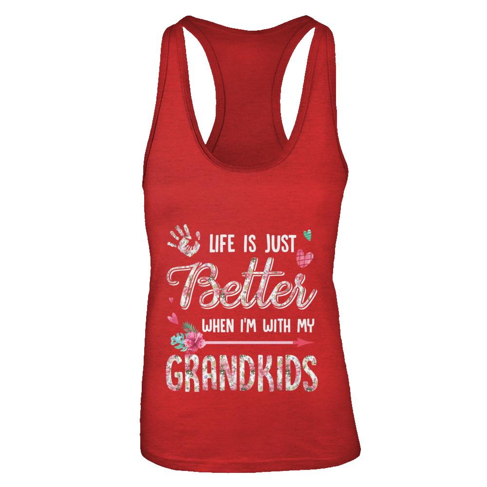 Life Is Just Better When Im With My Grandkids Grandma Gift-T-Shirt & Tank Top-Women's Ideal Racerback Tank-Red