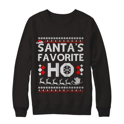 Santa's Favorite Ho Funny Ugly Sweater Christmas-T-Shirt & Sweatshirt-Crewneck Sweatshirt-Black
