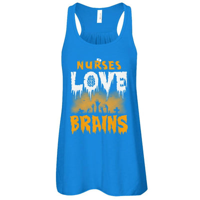 Nurses Love Brains Halloween-T-Shirt & Tank Top-Women's Flowy Racerback Tank-True Royal