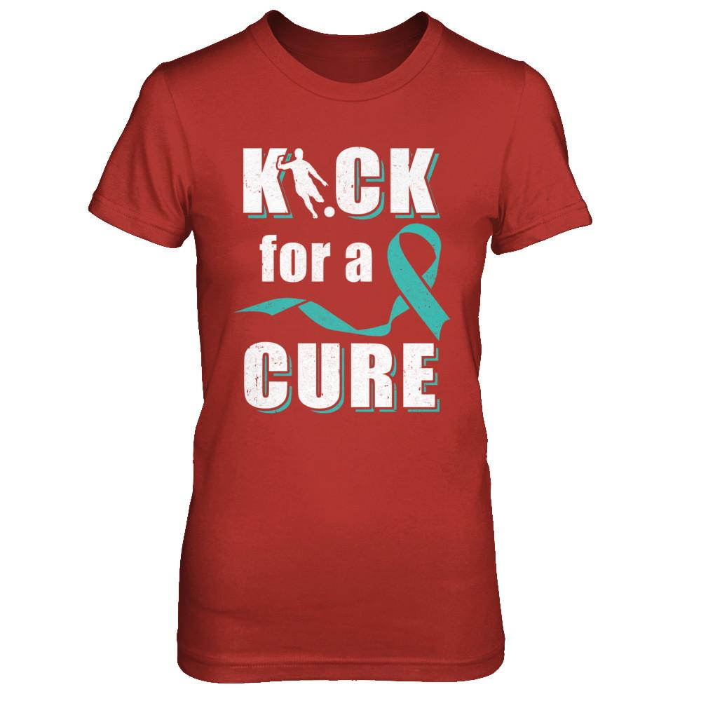 Kick For A Cure Soccer Teal Ovarian Cancer Awareness-T-Shirt & Hoodie-Women's T-Shirt-Red