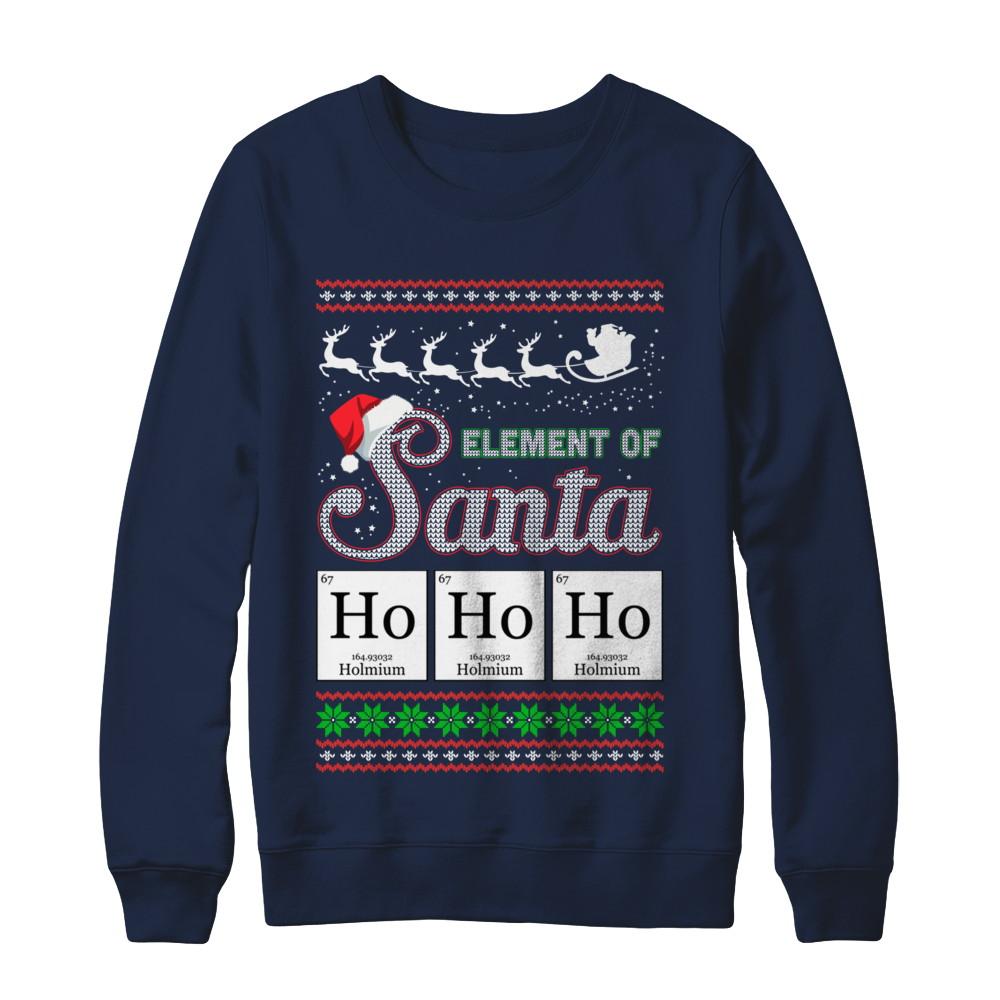 Hohoho Element Of Santa Chemistry Christmas-T-Shirt & Sweatshirt-Crewneck Sweatshirt-Navy