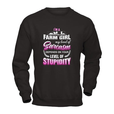 I'm A Farm Girl My Level Of Sarcasm-T-Shirt & Tank Top-Crewneck Sweatshirt-Black