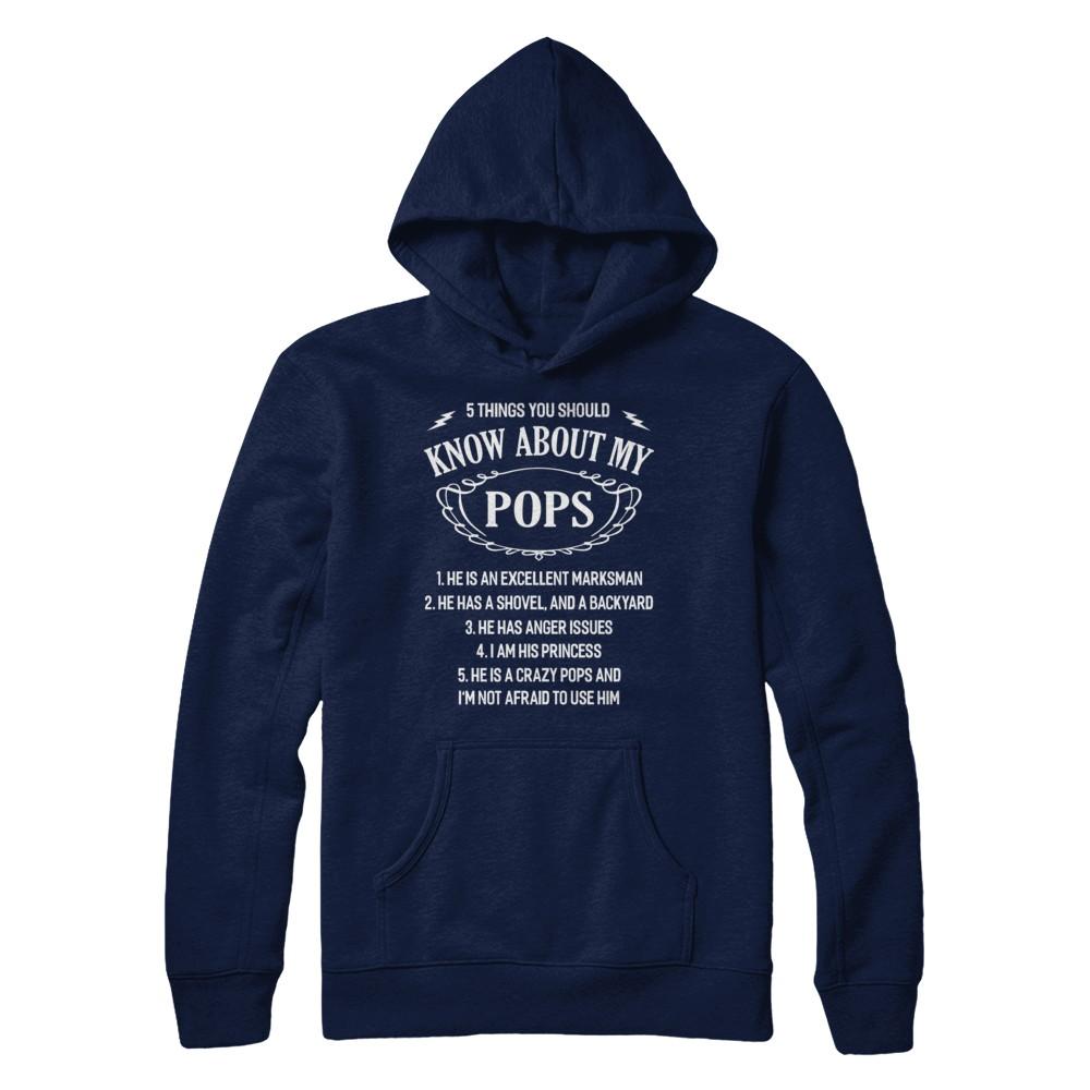 5 Things You Should Know About My Pops Granddaughter-T-Shirt & Sweatshirt-Pullover Hoodie-Navy