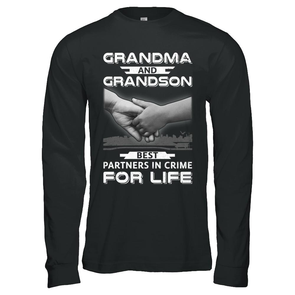 Grandma And Grandson Best Partners In Crime For Life-T-Shirt & Hoodie-Long Sleeve T-Shirt-Black