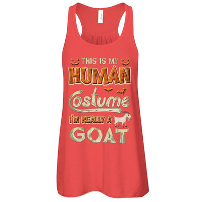 Goat Halloween My Human Costume I'm Really A Goat-T-Shirt & Tank Top-Women's Flowy Racerback Tank-Red