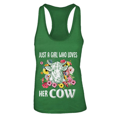 Just A Girl Who Loves Her Cow-T-Shirt & Tank Top-Women's Ideal Racerback Tank-Kelly Green