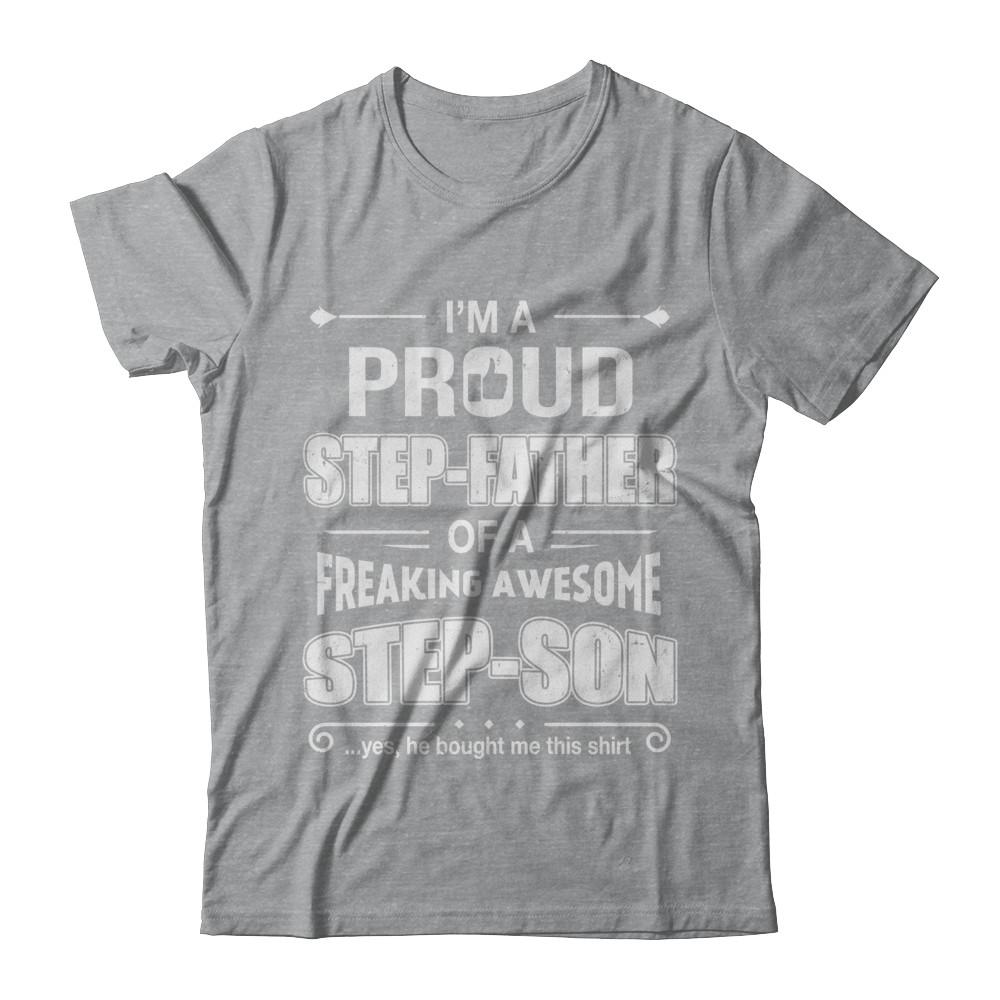 I'm A Proud Step-Father Of Awesome Step-Son Fathers Day-T-Shirt & Hoodie-Classic T-Shirt-Sport Grey