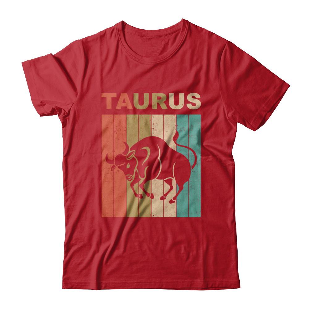 Vintage Taurus Zodiac April May Birthday Gift-T-Shirt & Hoodie-Classic T-Shirt-Red