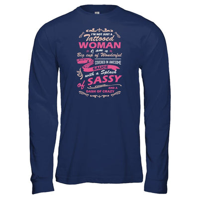 I'm Not Just A Tattooed Woman I'm A Big Cup Of Wonderful-T-Shirt & Tank Top-Long Sleeve T-Shirt-Navy