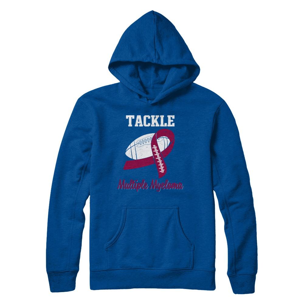 Football Survivor Tackle Burgundy Multiple Myeloma Awareness-T-Shirt & Hoodie-Pullover Hoodie-Deep Royal