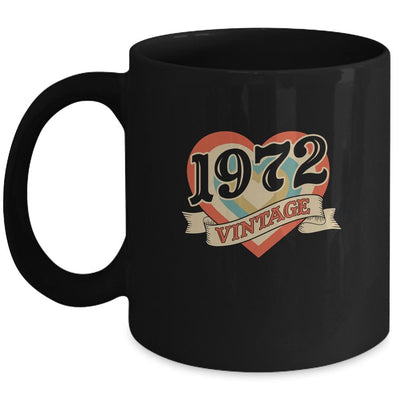 49th Birthday Gifts Classic Retro Heart Vintage 1972 Mug-Coffee Mug-Mug-Black