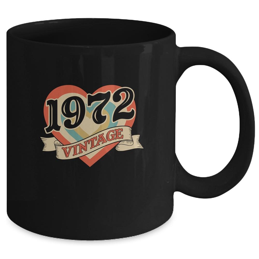 49th Birthday Gifts Classic Retro Heart Vintage 1972 Mug-Coffee Mug-Mug-Black
