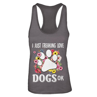 I Just Freaking Love Dogs-T-Shirt & Tank Top-Women's Ideal Racerback Tank-Dark Grey