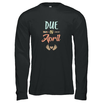 Due Date April 2021 Announcement Mommy Bump Pregnancy-T-Shirt & Tank Top-Long Sleeve T-Shirt-Black