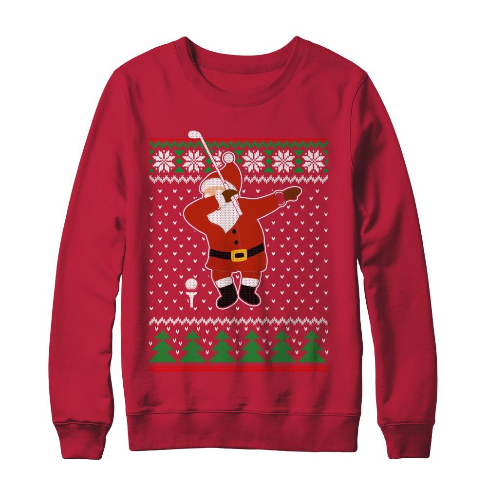 Dabbing Santa Golf Ugly Sweater Christmas-T-Shirt & Sweatshirt-Crewneck Sweatshirt-Red