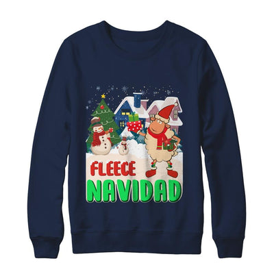Fleece Navidad Sheep Lamb Christmas Gifts Spanish-T-Shirt & Sweatshirt-Crewneck Sweatshirt-Navy