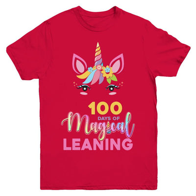 100 Days Of Magical Leaning School Unicorn Girl Gift Youth-Youth Shirt-Youth T-Shirt-Red