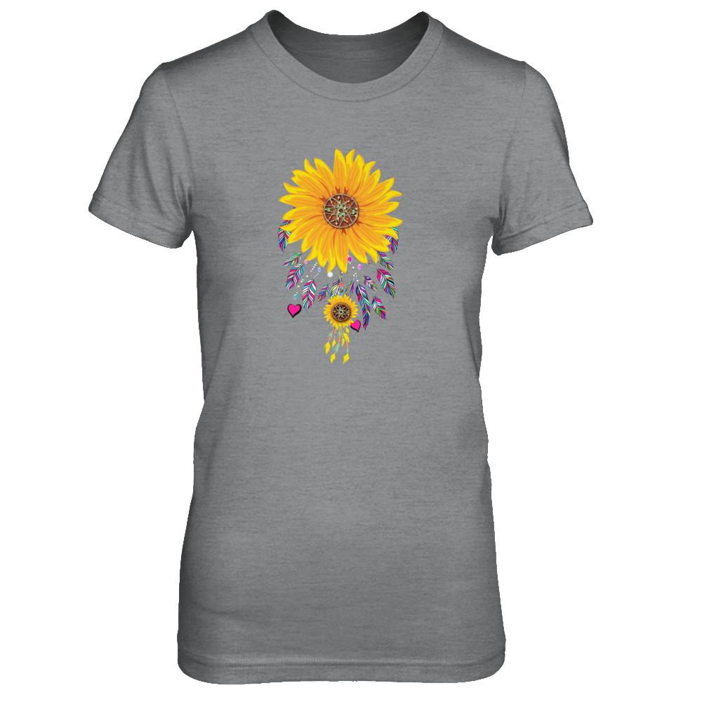 Native Dream Catcher Sunflower-T-Shirt & Tank Top-Women's T-Shirt-Sport Grey