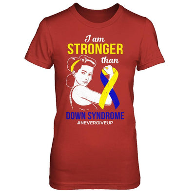 I Am Stronger Than Down Syndrome Awareness Support-T-Shirt & Hoodie-Women's T-Shirt-Red