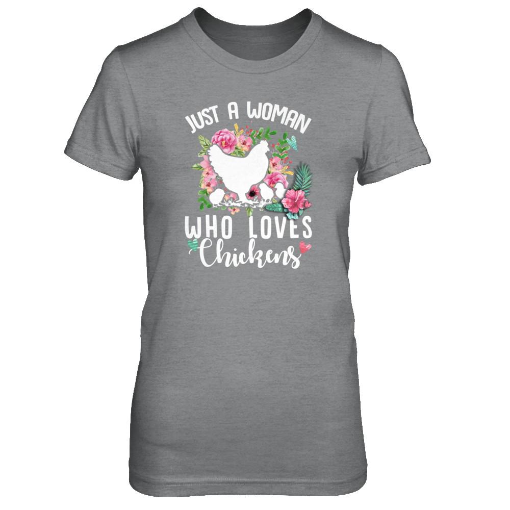 Just A Woman Who Loves Chickens-T-Shirt & Tank Top-Women's T-Shirt-Sport Grey