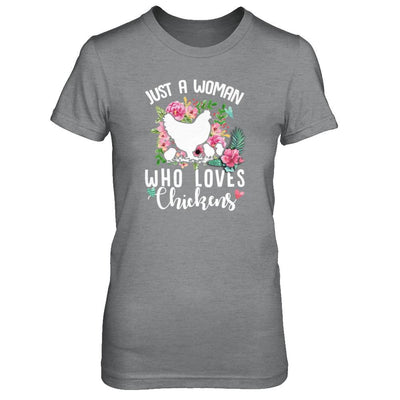 Just A Woman Who Loves Chickens-T-Shirt & Tank Top-Women's T-Shirt-Sport Grey