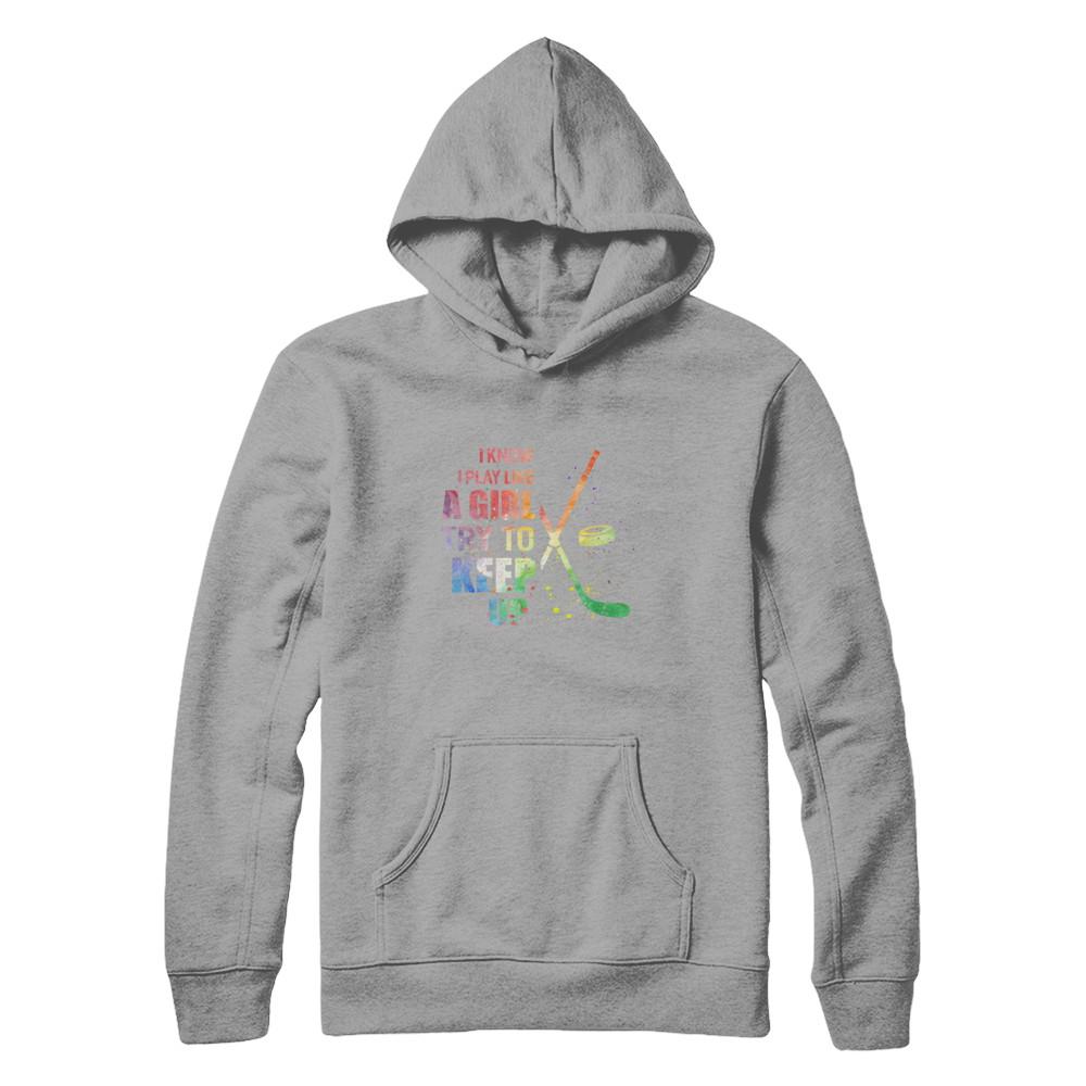 Yeah I Play Like A Girl Hockey Girl-T-Shirt & Hoodie-Pullover Hoodie-Light Steel