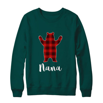 Red Nana Bear Buffalo Plaid Family Christmas Pajamas-T-Shirt & Sweatshirt-Crewneck Sweatshirt-Deep Forest