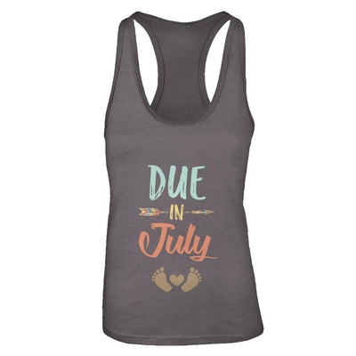 Due Date July 2021 Announcement Mommy Bump Pregnancy-T-Shirt & Tank Top-Women's Ideal Racerback Tank-Dark Grey