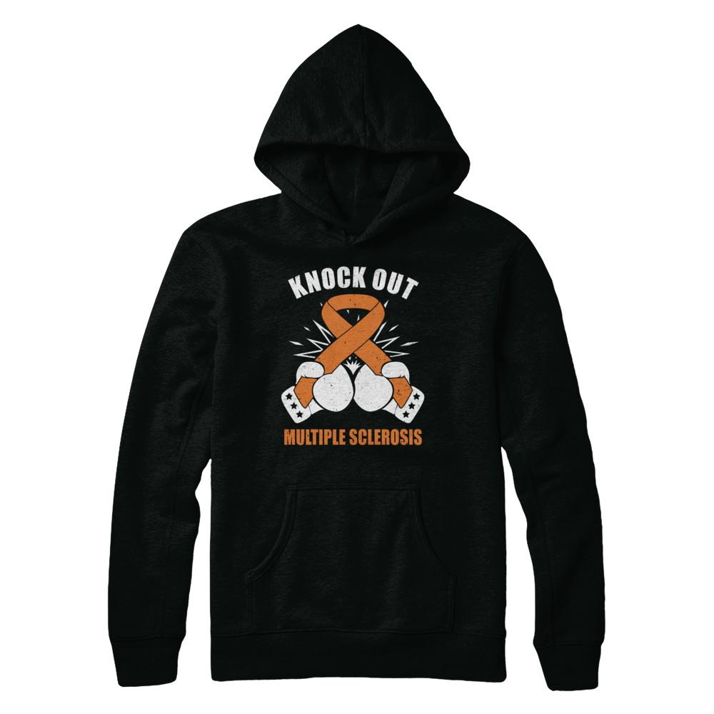 Boxing knock out Multiple Sclerosis Awareness Support-T-Shirt & Hoodie-Pullover Hoodie-Black