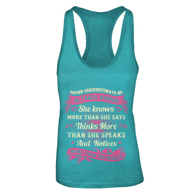 October Woman She Knows More Than She Says Birthday Gift-T-Shirt & Tank Top-Women's Ideal Racerback Tank-Tahiti Blue
