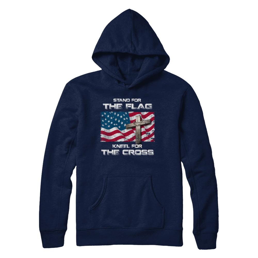 Stand For The Flag Kneel For The Cross-T-Shirt & Hoodie-Pullover Hoodie-Navy
