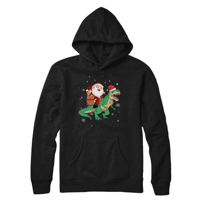 Christmas Santa Kids Dinosaur T-Rex For Boys Kids-T-Shirt & Hoodie-Pullover Hoodie-Black